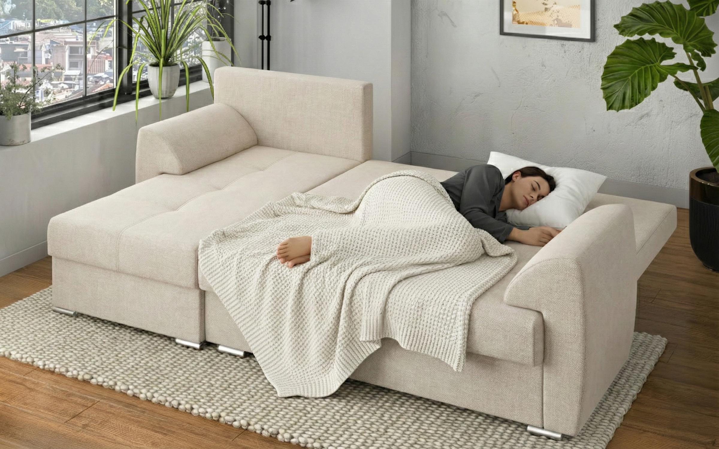Extendable corner sofa Deman Prime, light beige + beige  4